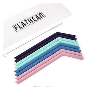 FLATHEAD Reusable Silicone Smoothie Straws  (8)